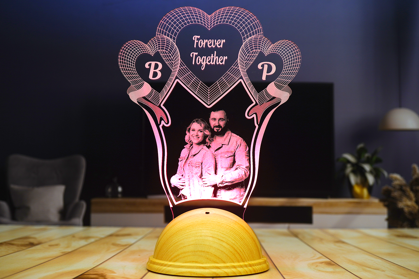 Personalized 3D Photo Engraved Heart Night Light