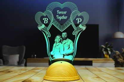 Personalized 3D Photo Engraved Heart Night Light