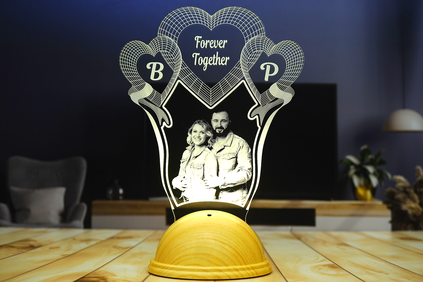 Personalized 3D Photo Engraved Heart Night Light