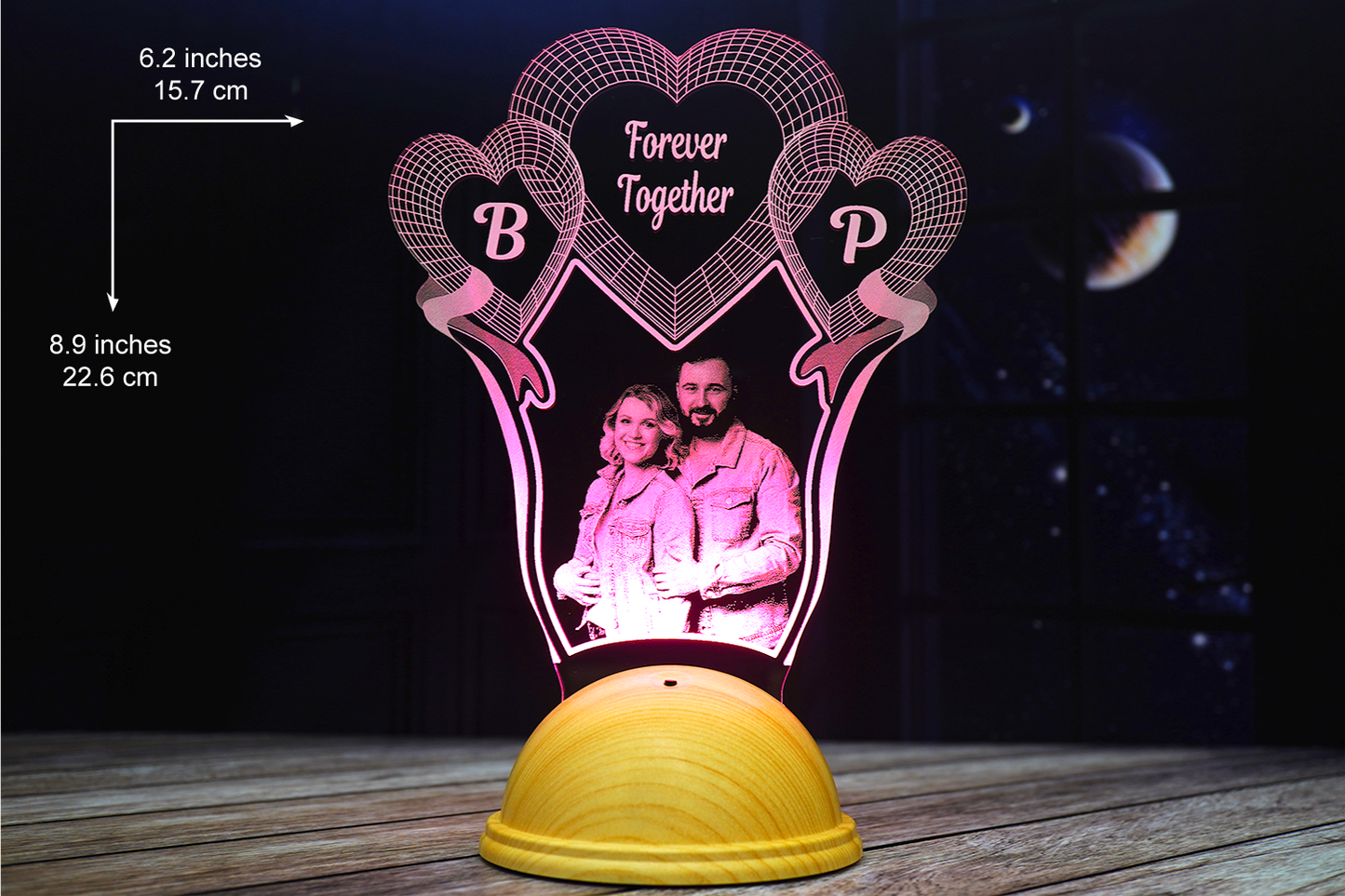 Personalized 3D Photo Engraved Heart Night Light