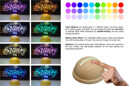 Happy Birthday Personalized 3D LED Lamp