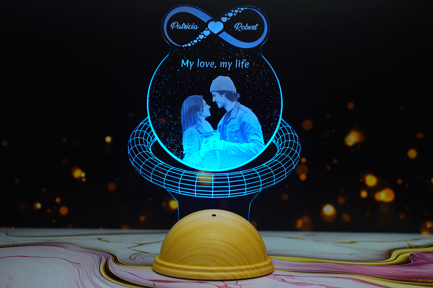 Photo Engraved 3D LED Lamp | Custom Photo | Small